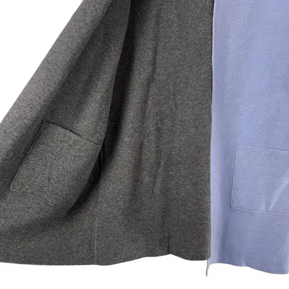 NEW J Jill Reversible Open Front Cardigan Womens Size Small Blue Gray Pockets - Picture 3 of 5